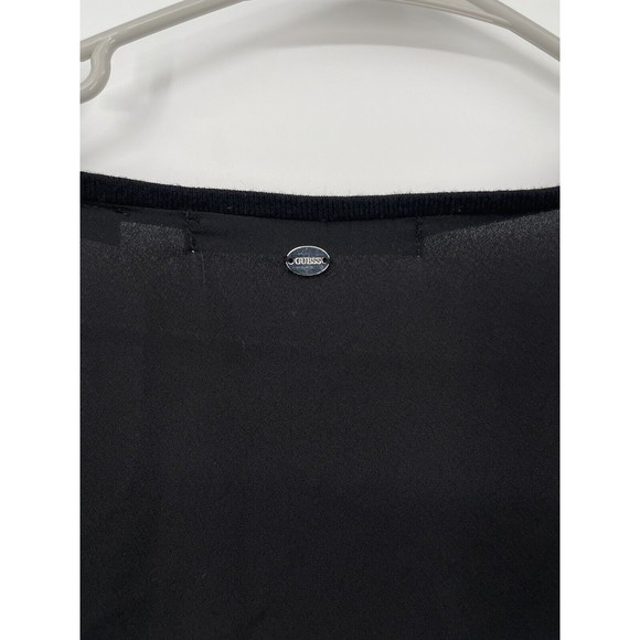 Guess Black Long Sleeve Chiffon Top Size‎ L - Picture 4 of 6